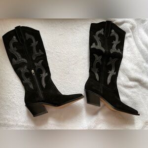 Dolce Vita Womens Suede Leather Samare Cowboy Western Boots Black Size 6